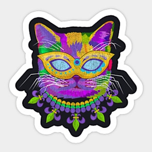 Cat Mardi Gras Sticker